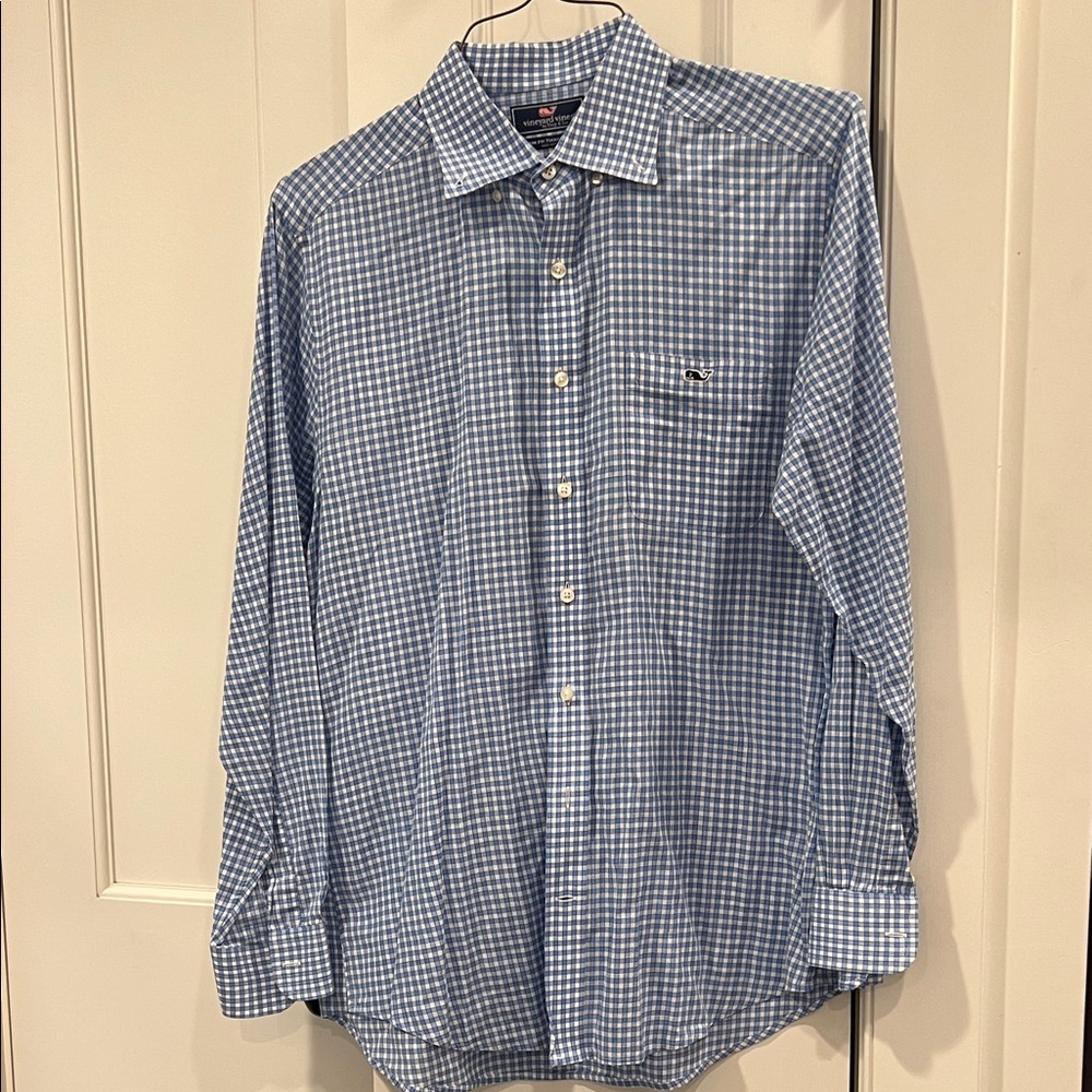 Vineyard Vines Gingham Blue Button Down Shirt